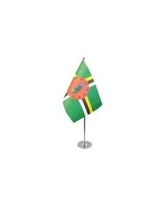 DRAPEAU DE TABLE prestige DOMINIQUE 22x15cm en SATIN - GRAND DRAPEAUX DE BUREAU DOMINIQUAIS 15 x 22 cm