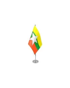 DRAPEAU DE TABLE prestige BIRMANIE 22x15cm en SATIN - GRAND DRAPEAUX DE BUREAU BIRMAN 15 x 22 cm