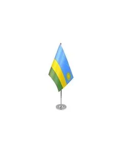 DRAPEAU DE TABLE prestige RWANDA 22x15cm en SATIN - GRAND DRAPEAUX DE BUREAU RWANDAIS 15 x 22 cm
