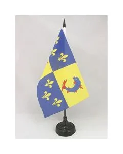 DRAPEAU DE TABLE PROVINCE DU DAUPHINÉ 21x14cm - PETIT DRAPEAUX DE BUREAU DAUPHINOIS - FRANCE 14 x 21 cm