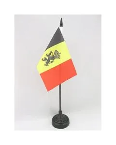 DRAPEAU DE TABLE BELGIQUE AVEC LION 15x10cm - PETIT DRAPEAUX DE BUREAU BELGE ARMOIRIES - GOUVERNEMENT 10 x 15 cm