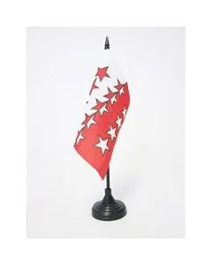 DRAPEAU DE TABLE CANTON DU VALAIS 15x15cm - PETIT DRAPEAUX DE BUREAU WALLIS - VS SUISSE 15 x 15 cm