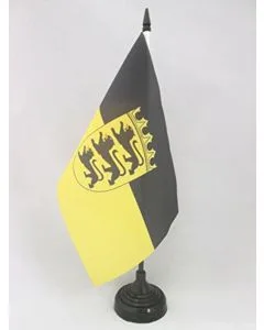 DRAPEAU DE TABLE BADE-WURTEMBERG 21x14cm - PETIT DRAPEAUX DE BUREAU BADEN-WÜRTTEMBERG - LAND ALLEMAGNE 14 x 21 cm