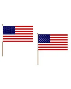 DRAPEAU ETATS-UNIS 45x30cm HAMPE en bois - LOT DE 10 DRAPEAUX AMÍ?RICAIN - USA 30 x 45 cm