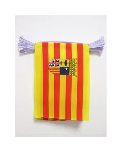 GUIRLANDE 6 mètres 20 DRAPEAUX ARAGON 21x15 cm - DRAPEAU ARAGONAIS 15 x 21 cm