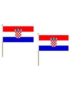 DRAPEAU CROATIE 45x30cm HAMPE en bois - LOT DE 10 DRAPEAUX CROATE 30 x 45 cm