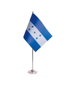 DRAPEAU DE TABLE prestige HONDURAS 22x15cm en SATIN - GRAND DRAPEAUX DE BUREAU HONDURIEN 15 x 22 cm