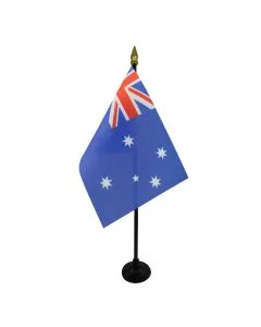 DRAPEAU DE TABLE AUSTRALIE 15x10cm - PETIT DRAPEAUX DE BUREAU AUSTRALIEN 10 x 15 cm pointe dorée