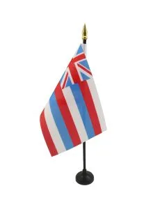 DRAPEAU DE TABLE HAWAII 15x10cm - PETIT DRAPEAUX DE BUREAU HAWAIIEN - ETAT AMÍ?RICAIN - USA - ETATS-UNIS 10 x 15 cm pointe dorée