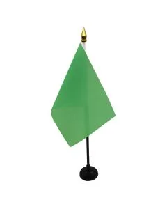 DRAPEAU DE TABLE UNICOLORE VERT 15x10cm - PETIT DRAPEAUX DE BUREAU DE COULEUR VERTE 10 x 15 cm pointe dorée