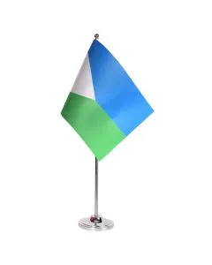 DRAPEAU DE TABLE prestige DJIBOUTI 22x15cm en SATIN - GRAND DRAPEAUX DE BUREAU DJIBOUTIEN 15 x 22 cm