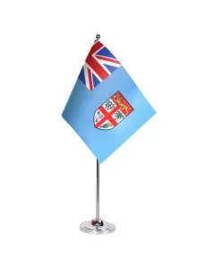 DRAPEAU DE TABLE prestige FIDJI 22x15cm en SATIN - GRAND DRAPEAUX DE BUREAU FIDJIEN 15 x 22 cm