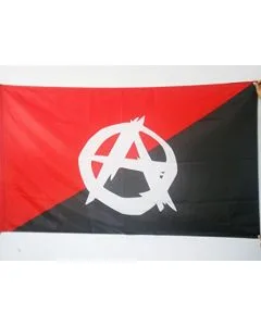 DRAPEAU ANARCHO-SYNDICALISME SYMBOLE 150x90cm - DRAPEAU ANARCHIQUE - ANARCHIE 90 x 150 cm Fourreau pour hampe