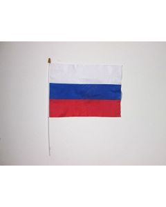 DRAPEAU RUSSIE 45x30cm HAMPE blanche - LOT DE 10 DRAPEAUX RUSSE 30 x 45 cm