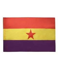 DRAPEAU ESPAGNOL RÉPUBLICAIN ETOILE ROUGE 150x90cm - DRAPEAU ESPAGNE RÉPUBLICAINE 90 x 150 cm Fourreau pour hampe