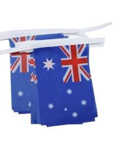 GUIRLANDE 6 mètres 20 DRAPEAUX AUSTRALIE 21x15 cm - DRAPEAU AUSTRALIEN 15 x 21 cm