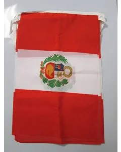 GUIRLANDE 12 mètres 20 DRAPEAUX PÉROU 45x30 cm - DRAPEAU PÉRUVIEN 30 x 45 cm