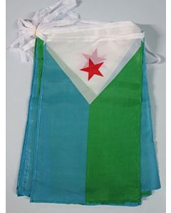 GUIRLANDE 12 mètres 20 DRAPEAUX DJIBOUTI 45x30 cm - DRAPEAU DJIBOUTIEN 30 x 45 cm