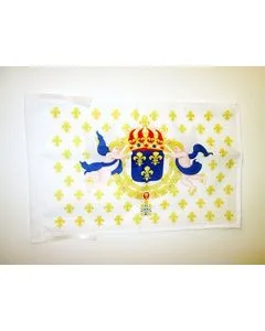 DRAPEAU ROYAUME DE FRANCE C?UR DE JÉSUS 45x30cm - PAVILLON ROYALISTE ANCIEN RÉGIME SACRÉ C?UR - ROI 30 x 45 cm haute qualité