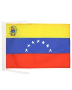 DRAPEAU VÉNÉZUELA ANCIEN AVEC ECUSSON 45x30cm - PAVILLON VÉNÉZUELIEN 7 ÉTOILES 30 x 45 cm haute qualité