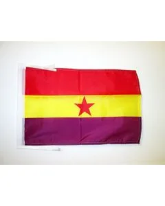 DRAPEAU ESPAGNOL RÉPUBLICAIN ETOILE ROUGE 45x30cm - PAVILLON ESPAGNE RÉPUBLICAINE 30 x 45 cm haute qualité