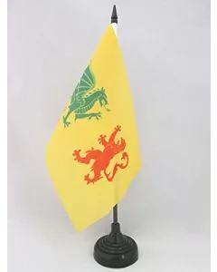 DRAPEAU DE TABLE ROYAUME DE GALICE 410-585 21x14cm - PETIT DRAPEAUX DE BUREAU REINO DE GALICIA - ESPAGNE 14 x 21 cm