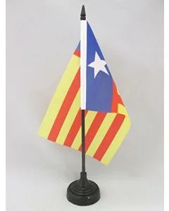 DRAPEAU DE TABLE VALENCE INDÉPENDENTISTE 21x14cm - PETIT DRAPEAUX DE BUREAU SENYERA VALENCIA - COMMUNAUTÉ VALENCIENNE 14 x 21 cm