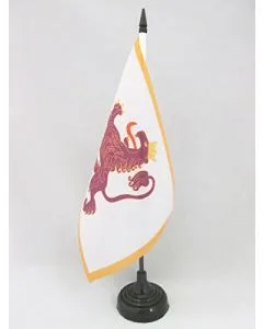 DRAPEAU DE TABLE ROYAUME DE LEÓN 910-1230 21x14cm - PETIT DRAPEAUX DE BUREAU MONARCHIE ESPAGNOLE - ESPAGNE 14 x 21 cm