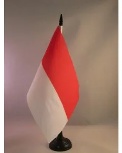 DRAPEAU DE TABLE MONACO 21x14cm - PETIT DRAPEAUX DE BUREAU MONÉGASQUE 14 x 21 cm