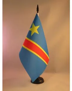 DRAPEAU DE TABLE RÉPUBLIQUE DÉMOCRATIQUE DU CONGO 21x14cm - PETIT DRAPEAUX DE BUREAU CONGOLAIS 14 x 21 cm