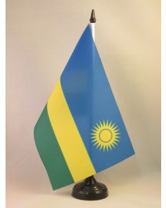 DRAPEAU DE TABLE RWANDA 21x14cm - PETIT DRAPEAUX DE BUREAU RWANDAIS 14 x 21 cm