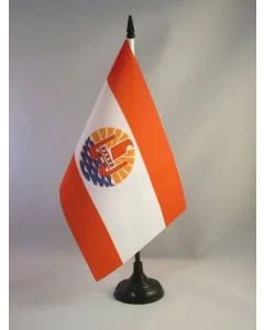 DRAPEAU DE TABLE POLYNÉSIE FRANÇAISE 21x14cm - PETIT DRAPEAUX DE BUREAU POLYNÉSIEN - FRANCE 14 x 21 cm