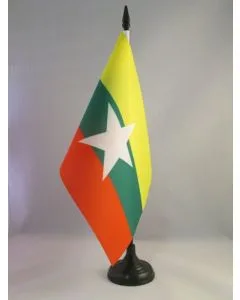 DRAPEAU DE TABLE BIRMANIE 21x14cm - PETIT DRAPEAUX DE BUREAU BIRMAN 14 x 21 cm