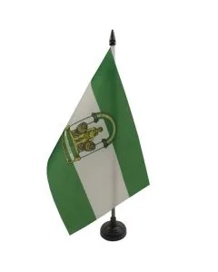 DRAPEAU DE TABLE ANDALOUSIE 21x14cm - PETIT DRAPEAUX DE BUREAU ANDALOUS - ANDALUCIA - ESPAGNE 14 x 21 cm
