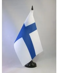 DRAPEAU DE TABLE FINLANDE 21x14cm - PETIT DRAPEAUX DE BUREAU FINLANDAIS 14 x 21 cm
