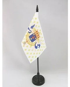 DRAPEAU DE TABLE ROYAUME DE FRANCE C?UR DE JÉSUS 15x10cm - PETIT DRAPEAUX DE BUREAU ROYALISTE ANCIEN RÉGIME SACRÉ C?UR - ROI 10 x 15 cm