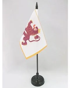 DRAPEAU DE TABLE ROYAUME DE LEÓN 910-1230 15x10cm - PETIT DRAPEAUX DE BUREAU MONARCHIE ESPAGNOLE - ESPAGNE 10 x 15 cm
