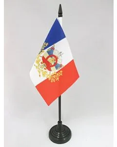 DRAPEAU DE TABLE FRANCE ARMOIRIES 3ÈME RÉPUBLIQUE 15x10cm - PETIT DRAPEAUX DE BUREAU FRANÇAIS EMBLÈME 1898 10 x 15 cm