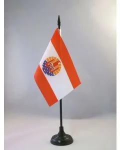 DRAPEAU DE TABLE POLYNÉSIE FRANÇAISE 15x10cm - PETIT DRAPEAUX DE BUREAU POLYNÉSIEN - FRANCE 10 x 15 cm