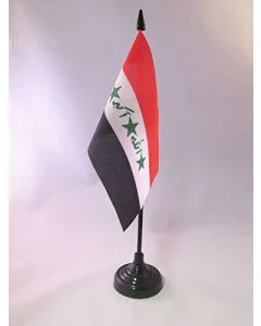 DRAPEAU DE TABLE IRAK ANCIEN 15x10cm - PETIT DRAPEAUX DE BUREAU IRAKIEN 10 x 15 cm