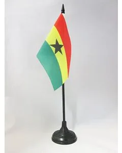 DRAPEAU DE TABLE GHANA 15x10cm - PETIT DRAPEAUX DE BUREAU GHANÉEN  10 x 15 cm