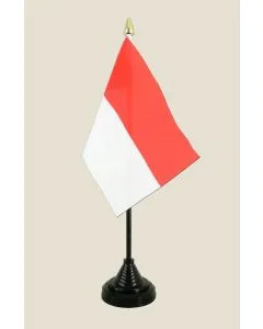 DRAPEAU DE TABLE INDONÉSIE 15x10cm - PETIT DRAPEAUX DE BUREAU INDONÉSIEN 10 x 15 cm pointe dorée