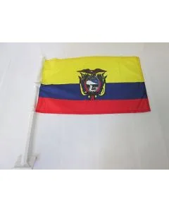 Drapeau de voiture EQUATEUR 45x30cm en maille bloquée - Carflag Í?QUATORIEN 30 x 45 cm