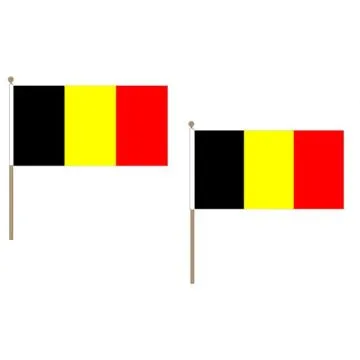 DRAPEAU BELGIQUE 45x30cm HAMPE en bois - LOT DE 10 DRAPEAUX BELGE 30 x 45 cm