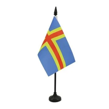 DRAPEAU DE TABLE ALAND 15x10cm - PETIT DRAPEAUX DE BUREAU ALAND - FINLANDE 10 x 15 cm