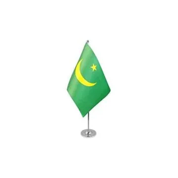 DRAPEAU DE TABLE prestige MAURITANIE 22x15cm en SATIN - GRAND DRAPEAUX DE BUREAU MAURITANIEN 15 x 22 cm