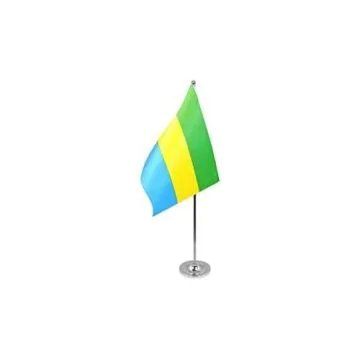 DRAPEAU DE TABLE prestige GABON 22x15cm en SATIN - GRAND DRAPEAUX DE BUREAU GABONAIS 15 x 22 cm