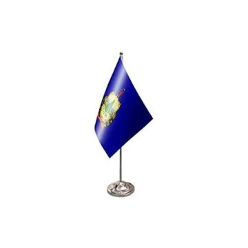 DRAPEAU DE TABLE prestige VERMONT 22x15cm en SATIN - GRAND DRAPEAUX DE BUREAU ETAT AMÉRICAIN - USA - ETATS-UNIS 15 x 22 cm