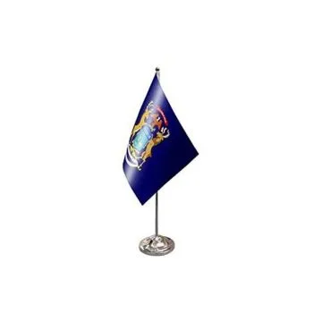 DRAPEAU DE TABLE prestige MICHIGAN 22x15cm en SATIN - GRAND DRAPEAUX DE BUREAU ETAT AMÉRICAIN - USA - ETATS-UNIS 15 x 22 cm