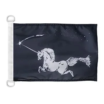 Pavillon nautique Licorne noire 45x30 cm Anneaux Plastiques